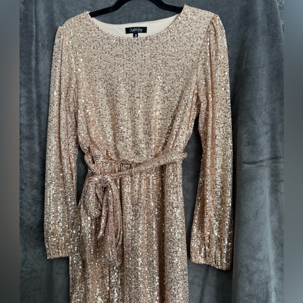 Crystal Sky Rose Gold Sequin Dress